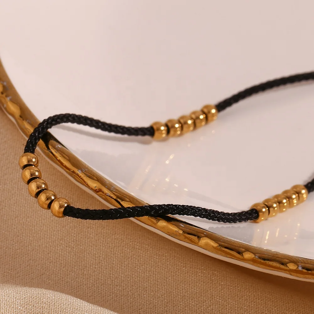 Non Tarnish Anklet 18k Gold Plated Hypoallergenic Gold Plated Bead Chain Stainless Steel Anklets