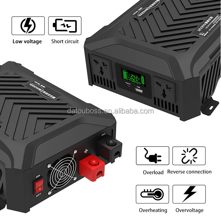 2024 New Datouboss True Sine Wave Inverter 2000w 12v 24volt 4000w Peak ...