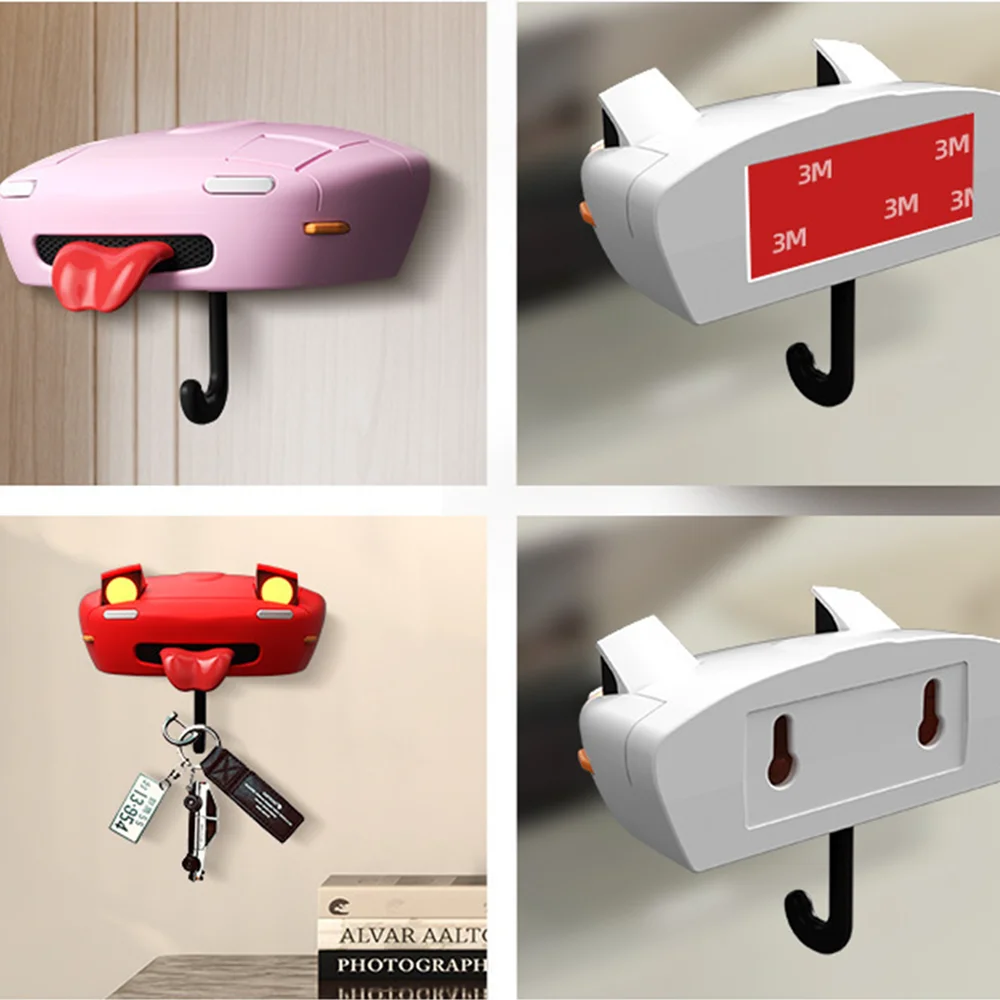 Funny Cute Lighting Key Holder with Pop up Open Headlights Vintage Style Wall Mounted Hook Key Chian Hooker
