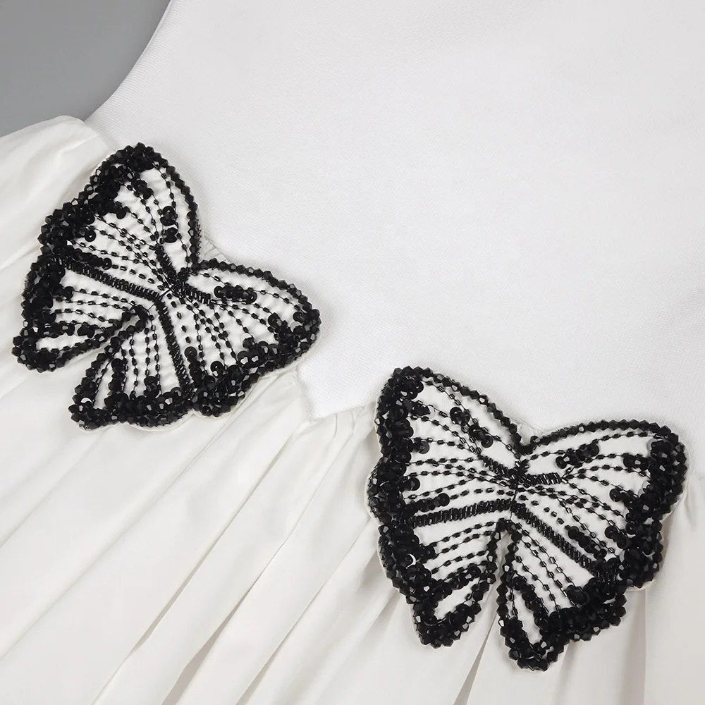 white dress with black butterflies CurveWow Blazer Collar Skater Dress Black – Curvewow main image 0