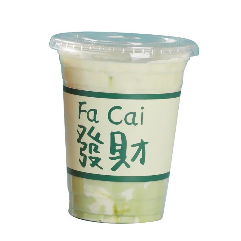 Thai milk tea cup coconut juice cup disposable transparent plastic PET juice cold drink cups with sleeves