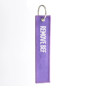 Custom Logo Aviation Keychain Embroidered Pilot and Jet Design Metal Woven Key Tag for Pilots and Airplane Lovers