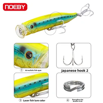For Nobby Sea Fishing Surface System Wave Climbing Artificial Hard Bait 150mm54g Luya Popperlure Stainless Steel Golden Gun GT – Popper – view 4