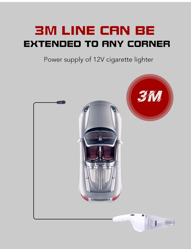 DC12V便携式真空吸尘器手持式迷你清洁塑料便携式汽车真空吸尘器干湿两用