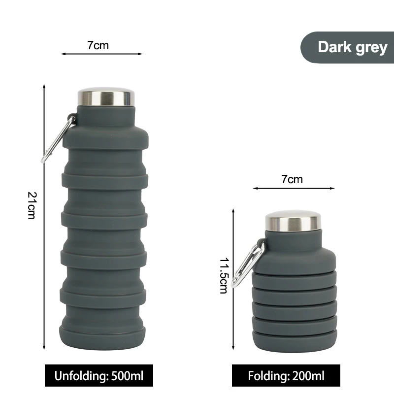Popular Collapsible Silicone Water Bottle Silicone Water Bottle Water Bottle with Carabiner for school
