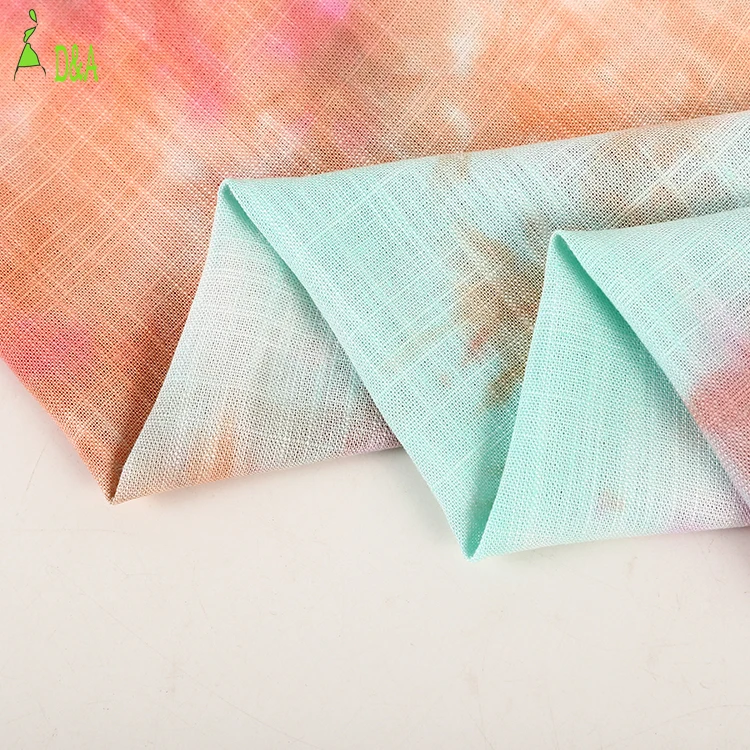 New design plain woven multicolor tie dye rayon linen fabric for