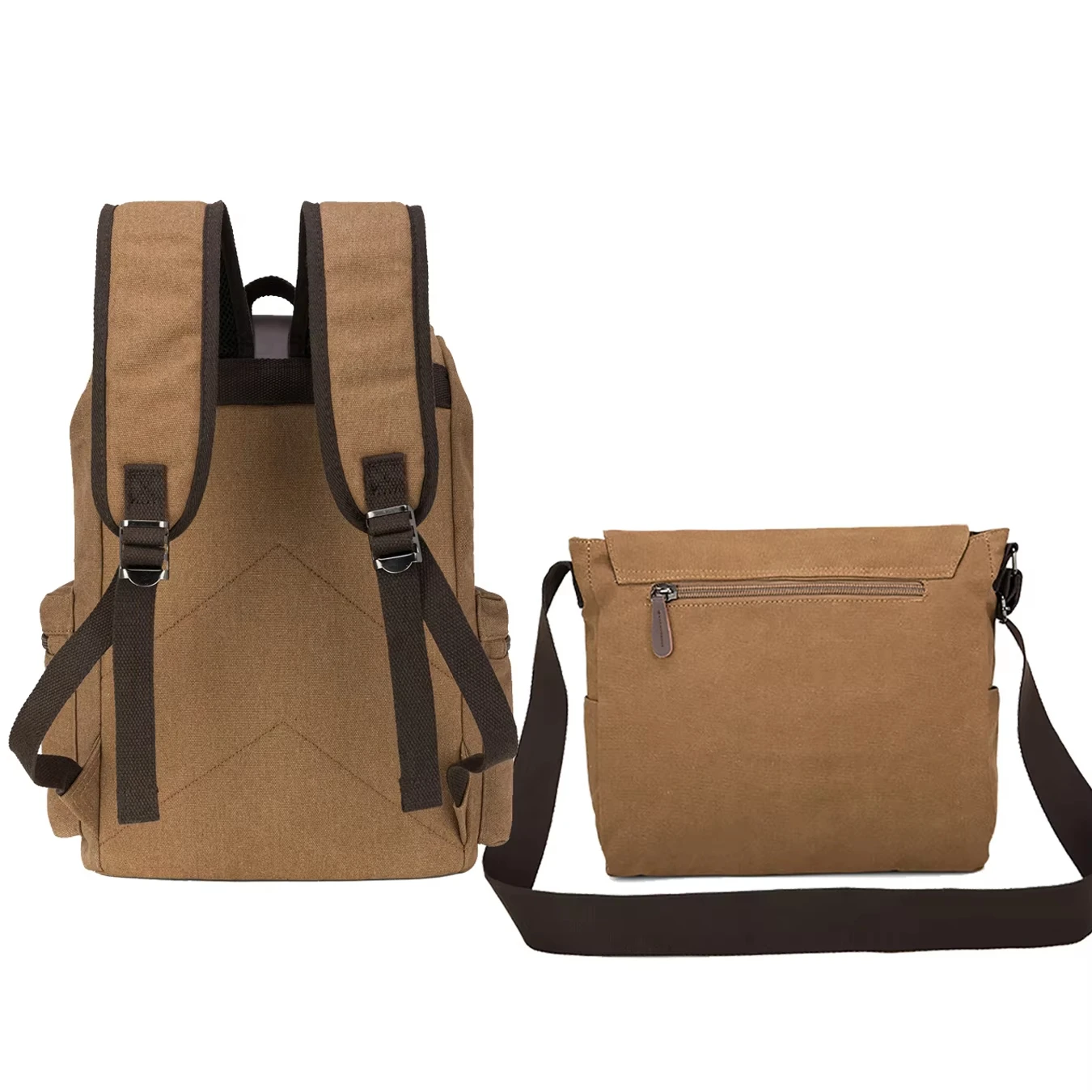 New Trendy Custom Vintage Canvas Bag Set Student School Laptop Bags Men's Travel Backpack Bags