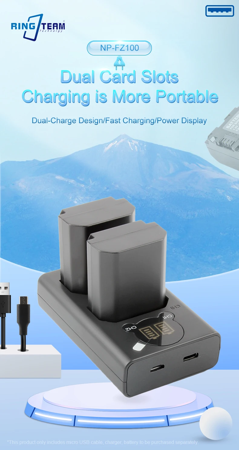 LCD display dual USB charger for Sony NP-FZ100 NP FZ100 battery quick charge supplier