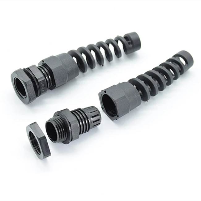 IP68 Bending Resistance Nylon Cable Gland Flexible Strain Relief Spiral ...