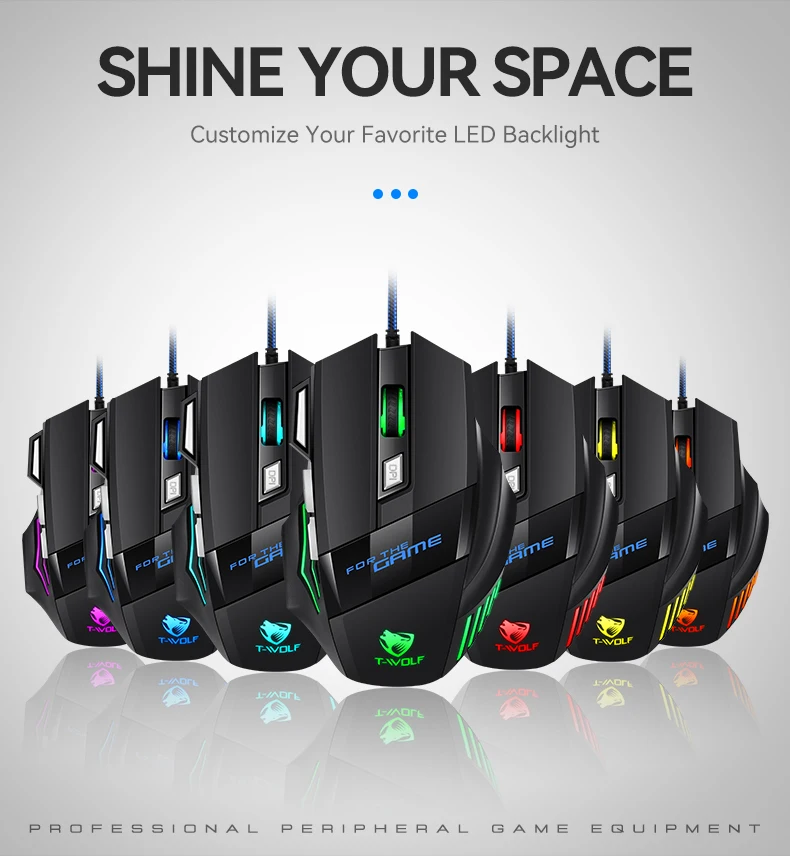 Wired Gaming Mouse [Breathing RGB LED] [Plug Play] High-Precision  Adjustable 7200 DPI, 7 Programmable Buttons, Ergonomic Computer USB Mice  for