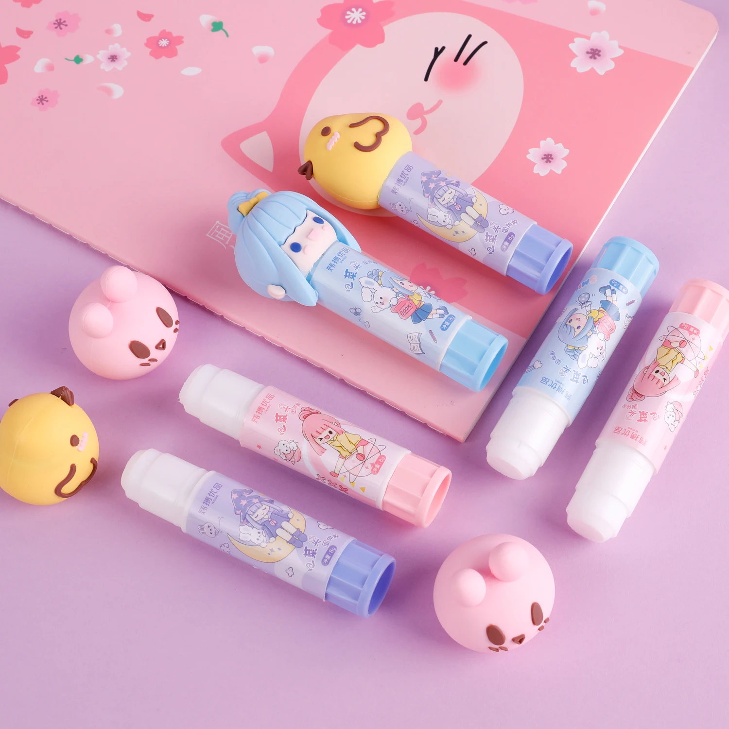 Lovely Characters Cabbage Head Shaped Glue Stick Stationery Best 