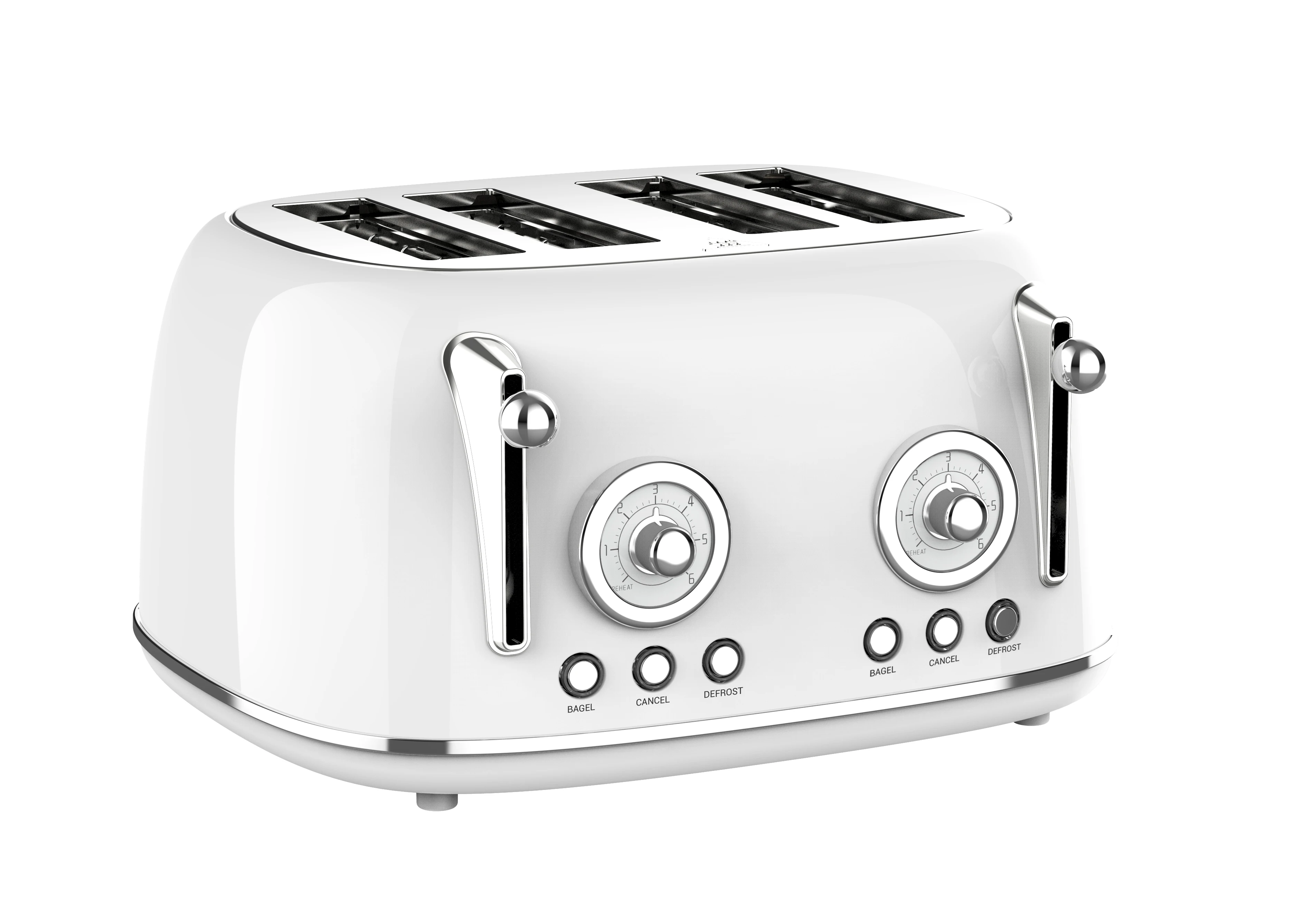 2023 Hot Sale Electric Bread Toaster Automatic Stainless Steel Electric Toaster 4 Slice Retro Toaster