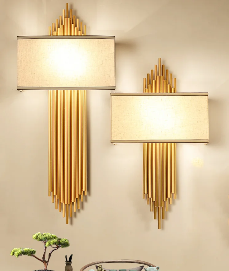 Золотая настенная лампа, новинка, роскошный настенный светильник в стиле арт-деко для гостиницы, гостиной, спальни, лофта, комнатный античный светильник