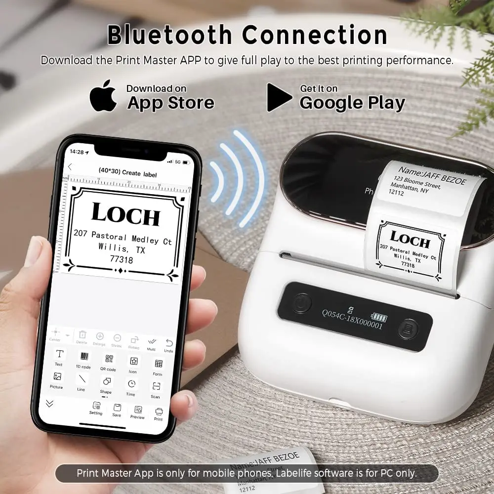 Phomemo M220 Label Maker 3.14 Inch Portable Thermal Printer Support 20-80mm Width Label Bluetooth Label Maker for Barcode