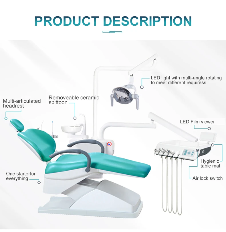 Promotion dental chair and dental unit full set with woodpecker N2 scaler handpiece,compressor,intraoral camera,curing light