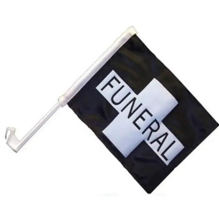 Custom Sports Funeral Procession Polyester Hanging Funeral Procession Plastic Flagpole Holder Funeral Car Flags