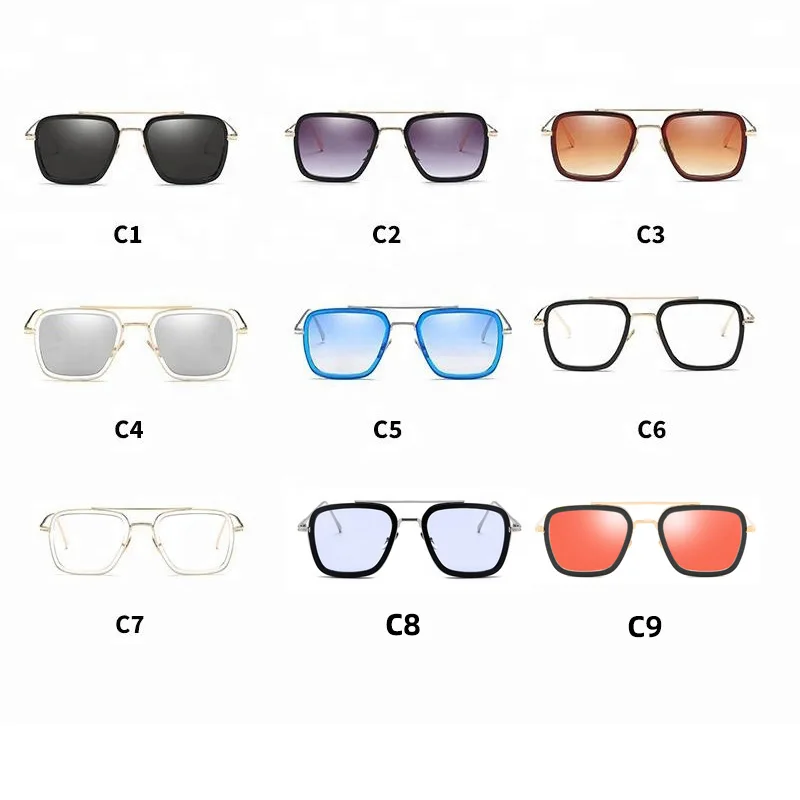 Fashion Square Sunglasses with 100% UV Protection Tony Stark