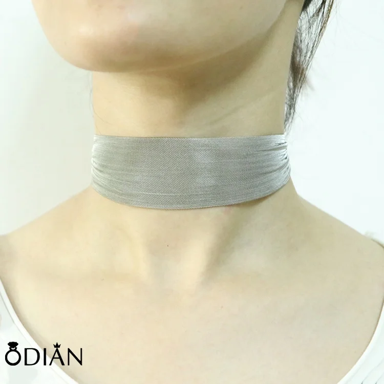 Women Multiple Colors Rose Gold Stainless Steel Mesh Chocker Fashion Sexy  Statement Necklace Choker