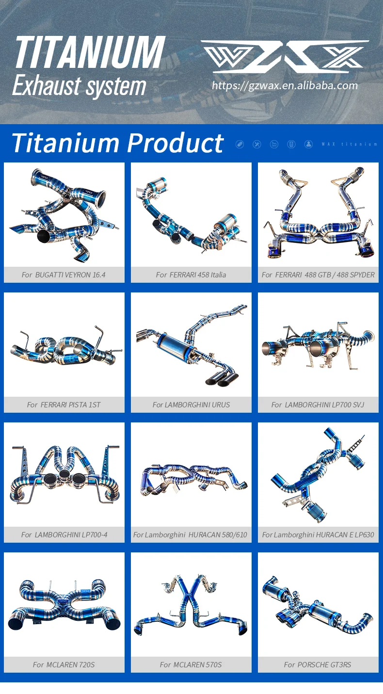 Titanium Exhaust Pipe Exhaust Catback for Lamborghini Aventador SVJ LP700 2018-2022 Titanium Exhaust Catback Sysyem