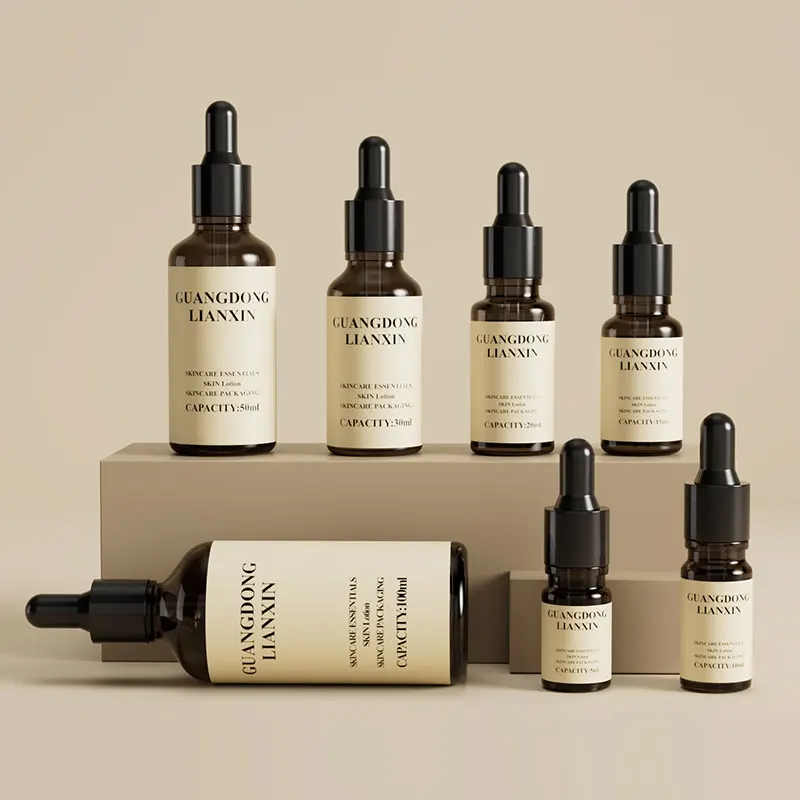 5ml 10ml 15ml 20ml 30 ml Green Skin Care Cosmetics Dropper Glass Bottle Vitamin C Skincare Bottle Frosted Empty 1oz Glass Vial