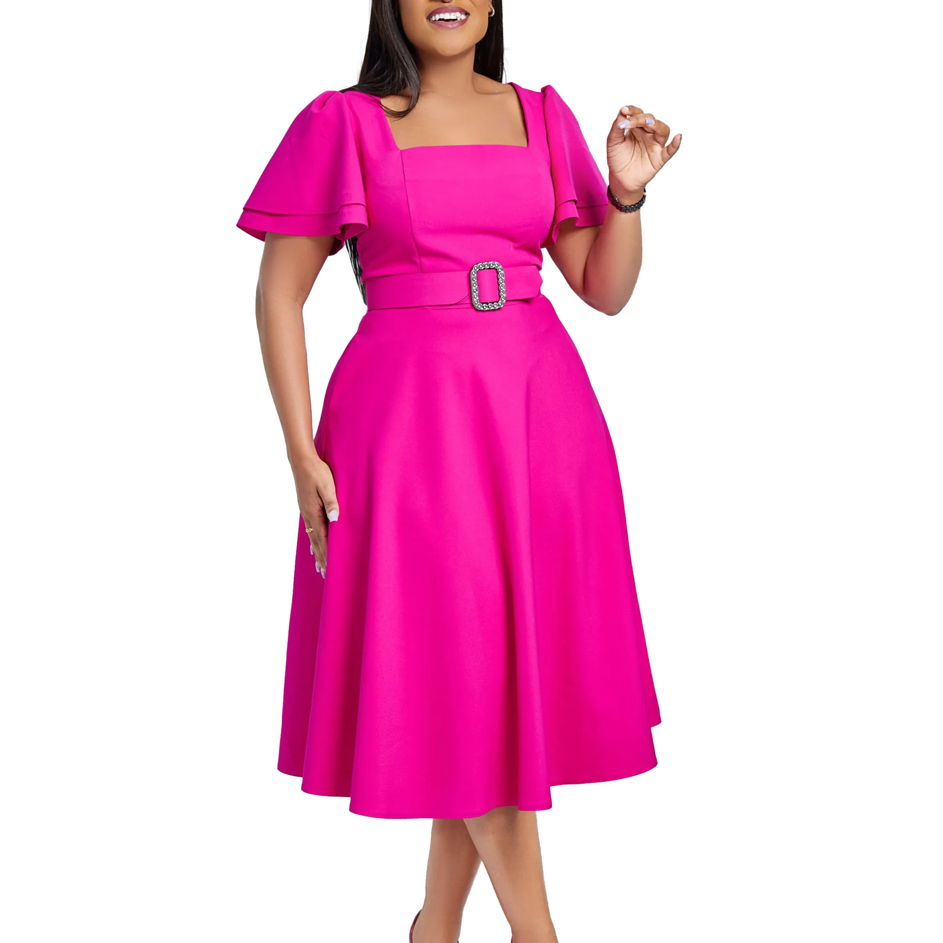 Shop Elegant Summer Dresses with Flare Sleeves & Square Collar