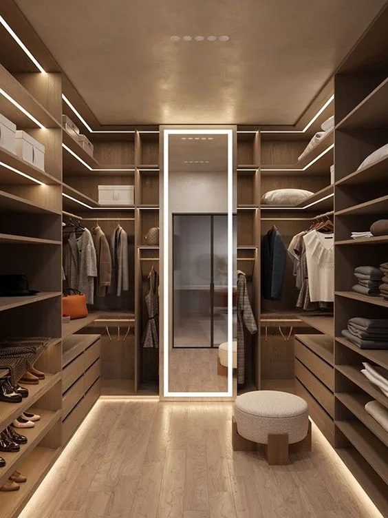 Modern Design European-style with Mirror Living Room Cabinet Glass Door Locker Walk-in Closet Cabinet with Island