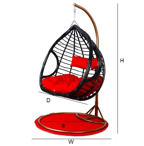 Luxury Furniture Double Seats Egg Rattan Garden Chairs