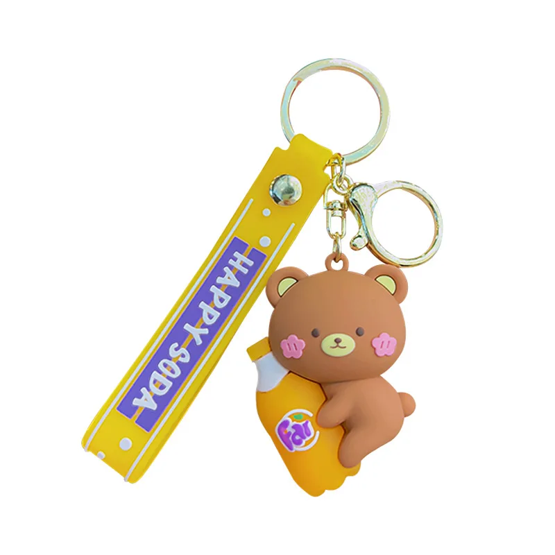 Cartoon soda animal 3D keychain pendant na angkop para sa dekorasyon ng pendant ng school bag Christmas doll gift decoration wholesale  