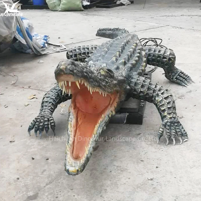 Produttore Cinese Zigong Modello Animatronico Animale Coccodrillo a Grandezza Naturale per Parco Zoo Acquatico