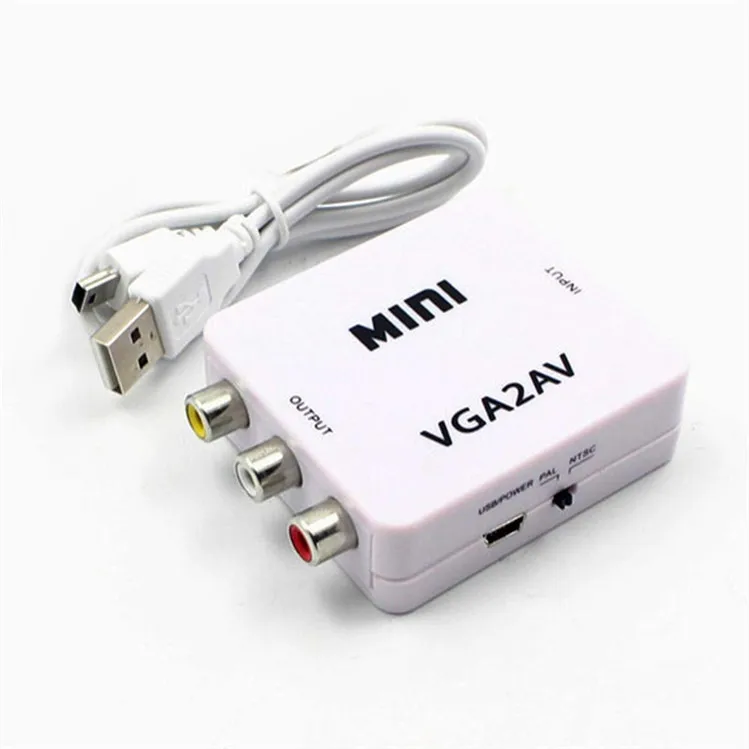 Automatically Detects and Converts 1080P VGA2AV Converter Adapter VGA to AV RCA Converter