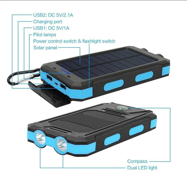 Outdoor Waterproof Solar Power Bank With Dual Led Light 10000mah Solar  Battery Charger With Compass - Buy 10000mah Solar Battery Charger,Waterproof  Solar Power Bank,Solar Battery Charger With Compass Product on 