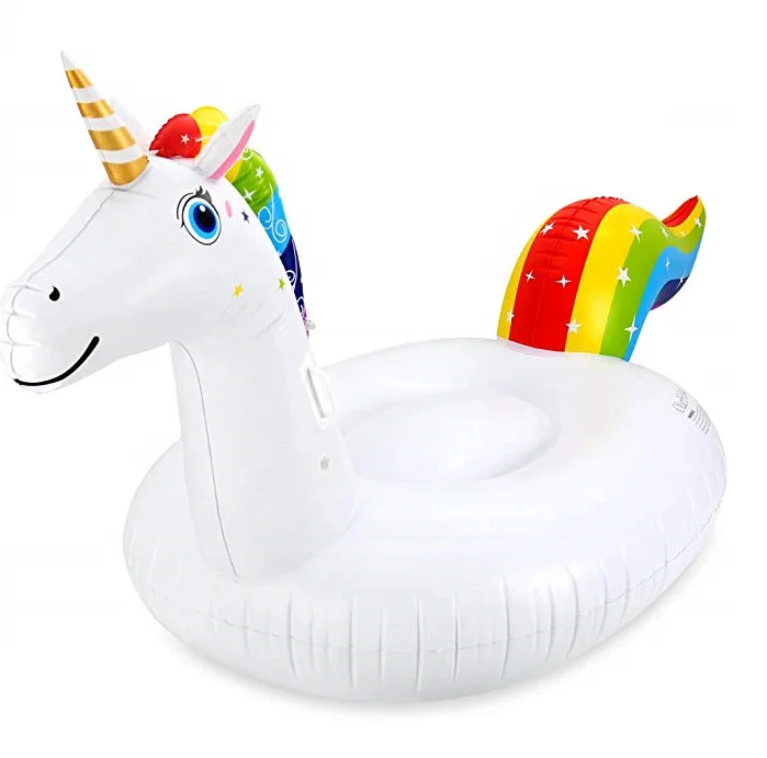 Wqixu Unicorn Pool Float Giant Tube Inflatable Swimming Rafts Rainbow Ride-ons Outdoor River Float Toy for Adults and Kids 