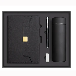 Custom Luxury A5 Notebook Set Hardcover PU Business Journal with Pen Thermos Cup & Gift Box Graduation Promotion Multiple Colors