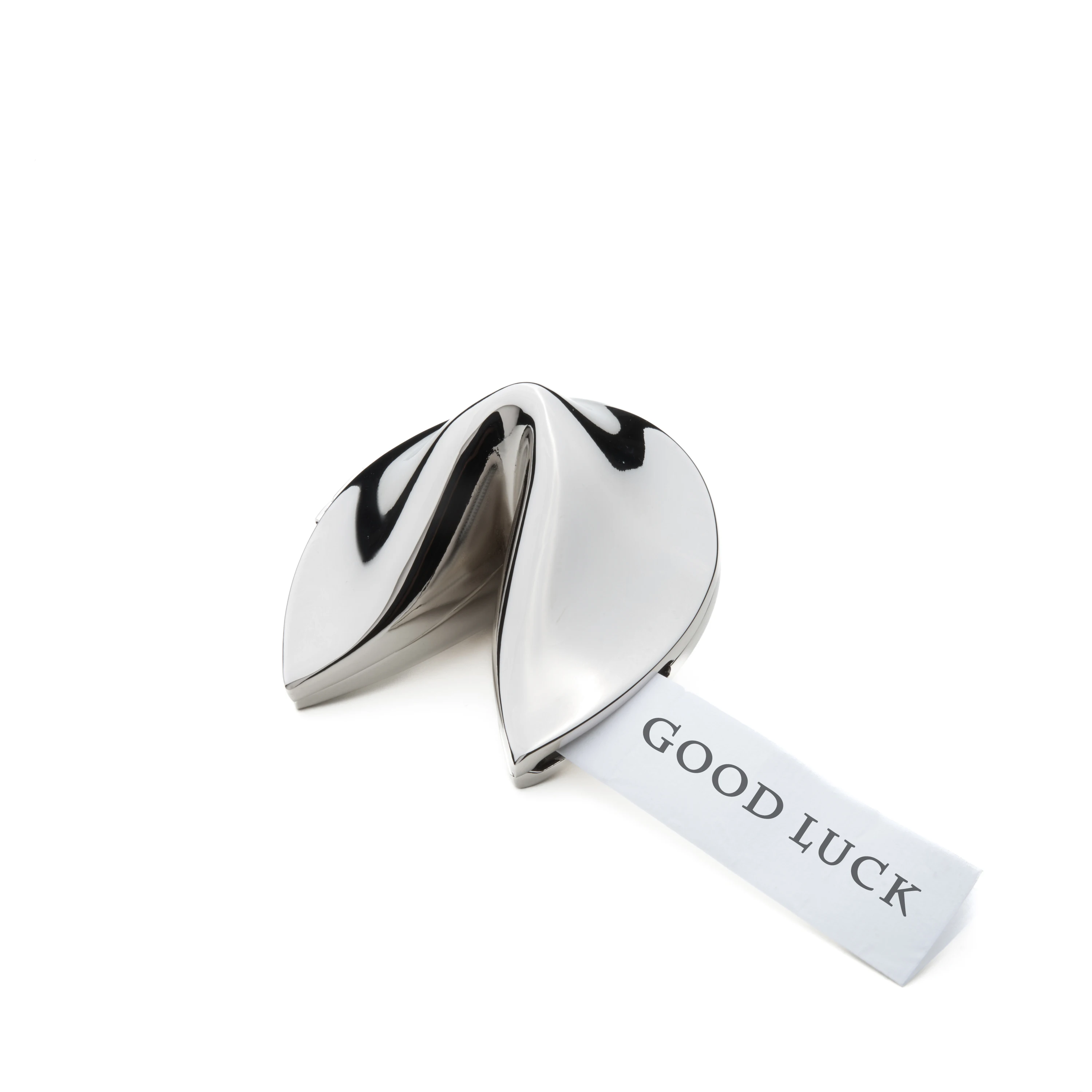 Fast Delivery Silver Good Luck Trinket Box Metal Fortune Cookie Box With Message Slip Inside for Gifts and Home Decor
