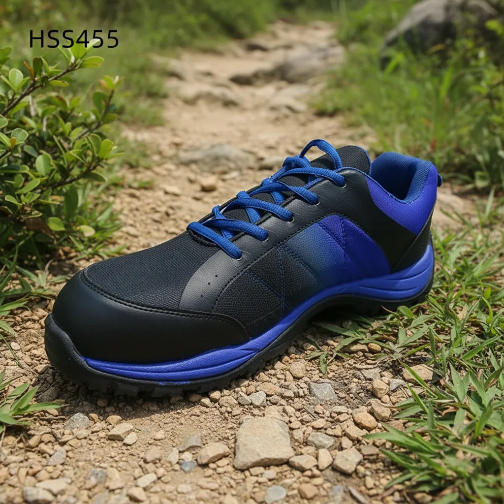 LXG,Mountain Exploration Steel Toe Insert Sport Safety Shoes Hill Crossing Prevent Puncture Blue Security Footwear HSS455