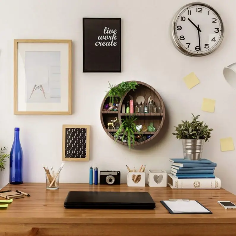 Винтажный домашний декор полки в виде полумесяца деревянная полка деревянное украшение для хранения Настенный Декор