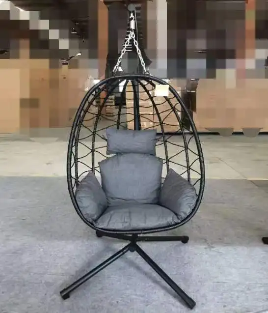 Copertura Per Sedia A Uovo 420D Impermeabile 232x203 Cm | Protezione Per Dondolo Doppio In Vimini E Cocoon Grigia | Con Cinghie Antivento