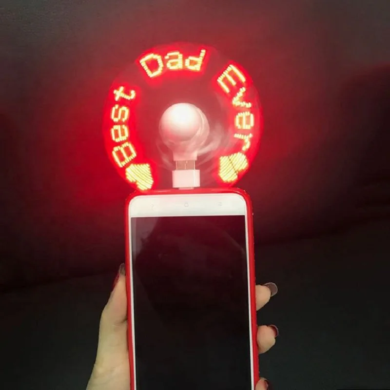 3-in-1 Cell Phone Fan Custom Programmable Write Portable Usb Electric Led Mini Fan with Slogan Message