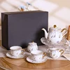 Ceramic Teapot + Sugar Bowl + Creamer + 2 Cups & Saucers