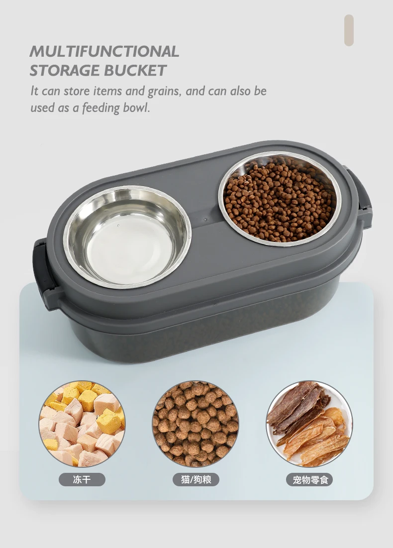 NEW Pet Bowl Storage Bucket cat Food Dog Food Preservation Moisture-proof Dry Storage Bucket and Bowl Two in One details