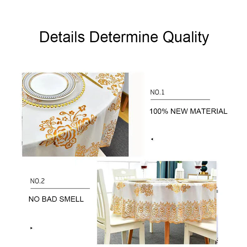 PVC Lace with Gold Round Table Cloths - Durable & Stylish