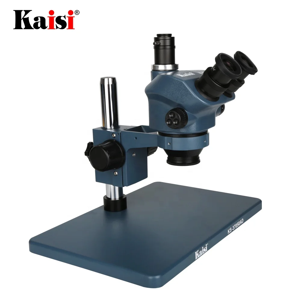 Blue Kaisi 37050AD Mobile Phone Repair Trinocular Stereo Microscope With Big Base