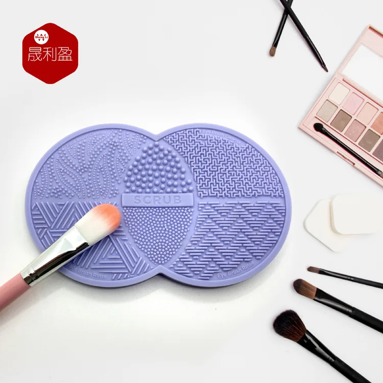 Silicon Makeup Brush Cleaning Mat Makeup Brush Cleaner Pad Cosmetic Brush Cleaning Mat Portable Washing Tool Scrubber with Sucti