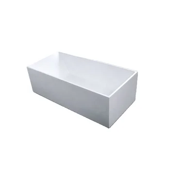 Asymmetric White Rectangle Acrylic Bathtub Fashion Soaking Bathtub Modern Acrylic Bathtub