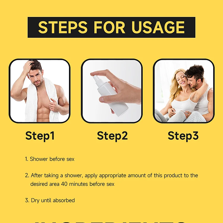 HOT Selling Male External Use Spray Increase Time Extended Spray for Male Adult Sex 30ml