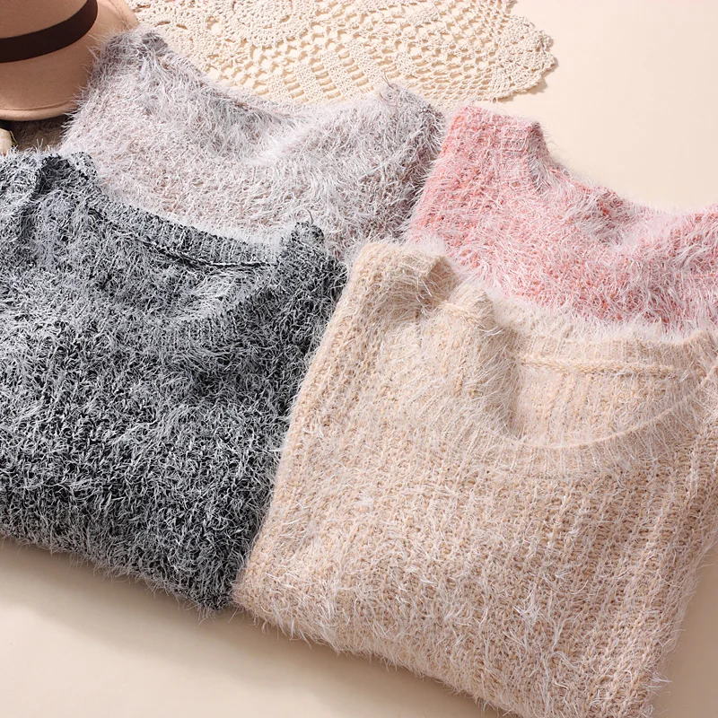 Candy Color Women Pullover Sweaters O-Neck Long Sleeve Knitted Thick Top Autumn Winter Lady Slim Sweaters