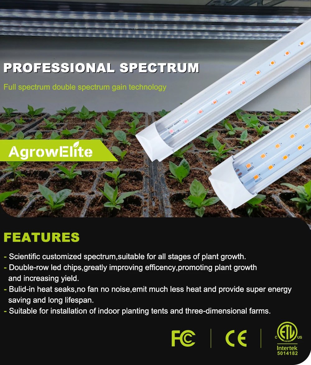 9w 20w 36w T8 Full Spectrum Single Double Row Dragon Fruit Led Tube