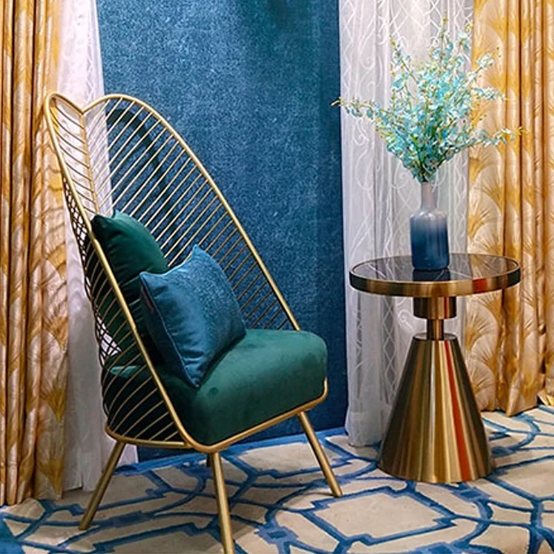 Modern Creative Design Iron Art Living Room Sofa Chair Hotel Commercial  High Back Sofa Chair