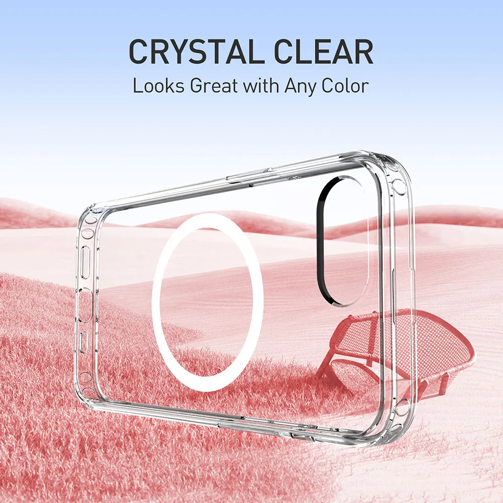 product laudtec tpu pc clear phone cases for iphone 17e air 17 16 pro max shockproof mobile case strong magnetic custom logo oem sjk1118-5