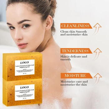 Wholesale Factory price Vitamin C Brightened Bleached Lemon Turmeric Kojic Acid Soap